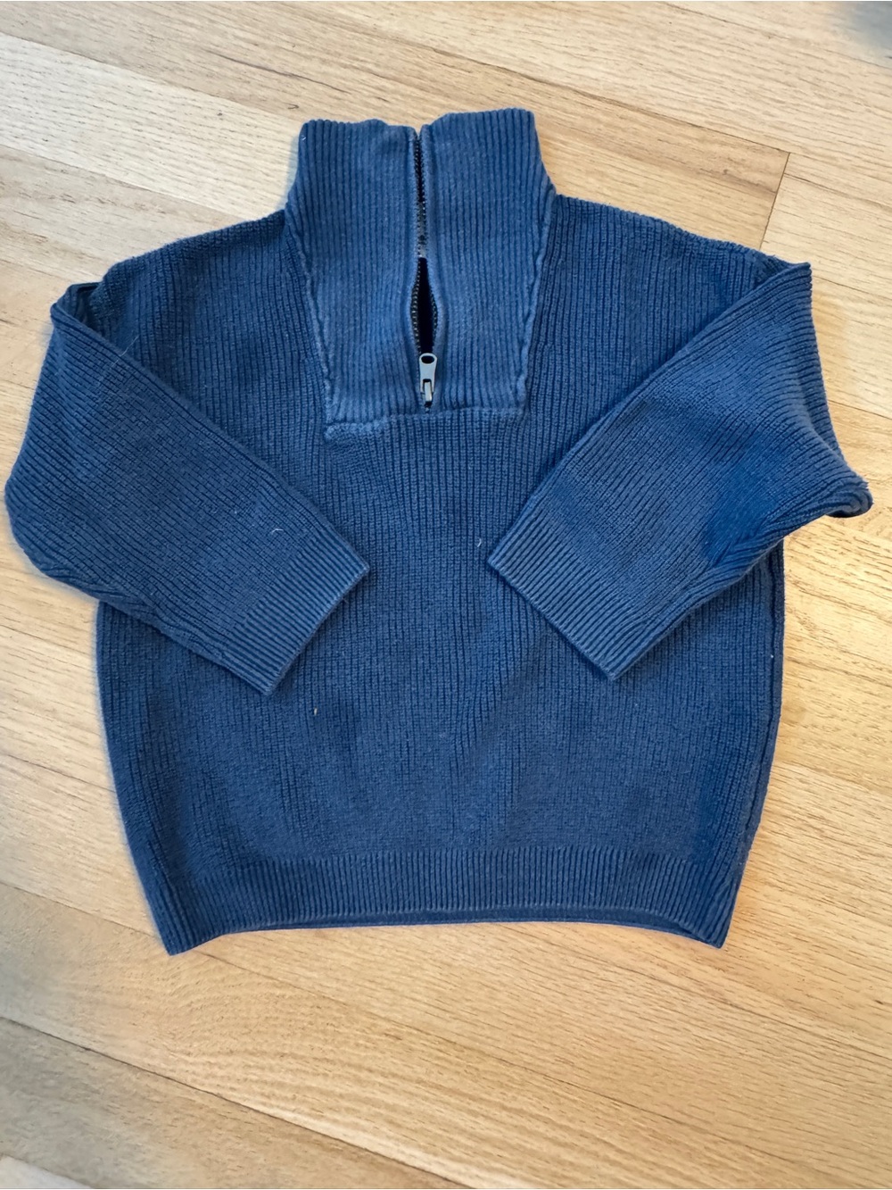 Zara Navy Blue Half-Zip Ribbed Sweater